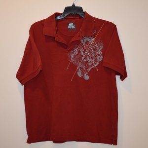 Nobo Mens XL No Boundaries Crest Graphic Polo Short Sleeve Shirt Red